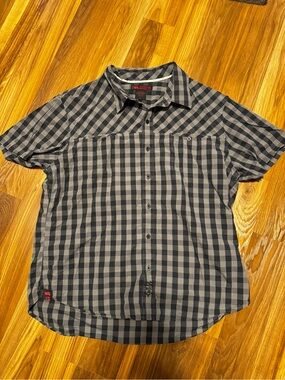 Tony Hawk Black & Gray Checked Short-Sleeve Button-Up Shirt